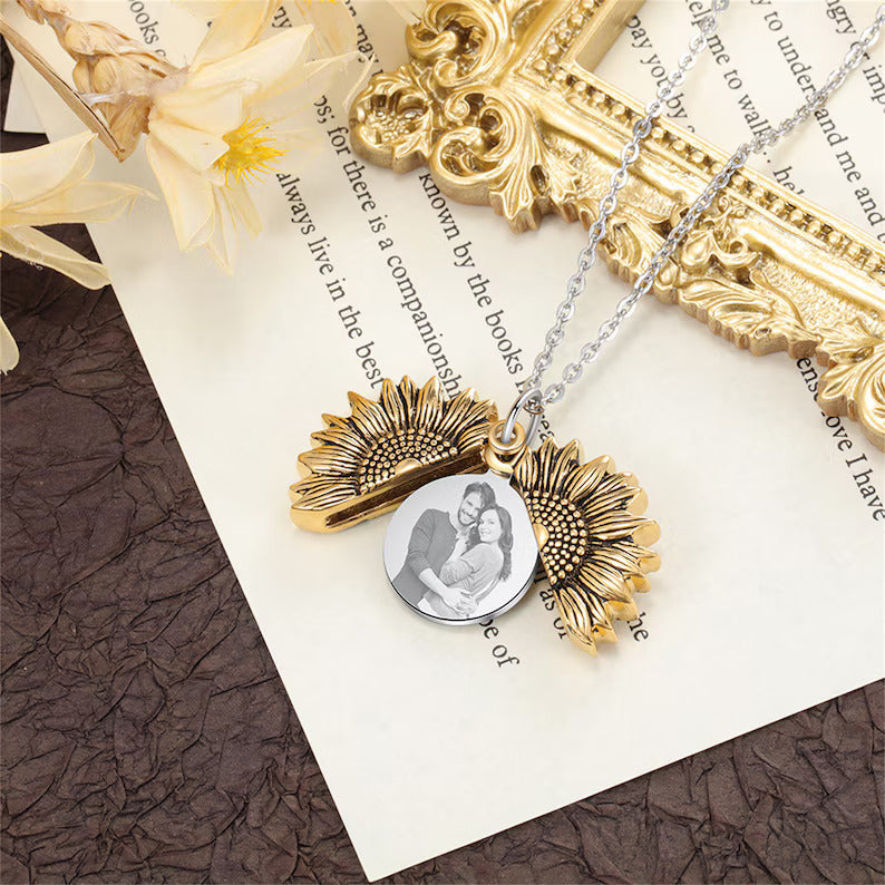 Sunflower Photo Necklace